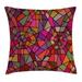 Abstract Throw Pillow Cushion Cover Mosaic Style Stained Glass Fractal Colorful Geometric Triangle Forms Artful Image Decorative Square Accent Pillow Case 20 X 20 Inches Multicolor by Ambesonne