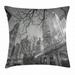 Black and White Decorations Throw Pillow Cushion Cover Chicago Downtown Night Highrise Buildings Tree Branches Decorative Square Accent Pillow Case 20 X 20 Inches Grey Black White by Ambesonne