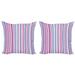 Abstract Throw Pillow Cushion Cover Pack of 2 Vertical Striped Gradient Different Colored Lines Tile Bands Image Zippered Double-Side Digital Print 4 Sizes Baby Pink Sky Blue by Ambesonne