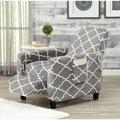 Great Bay Home Stretch Printed Velvet Plush Washable Recliner Slipcover (Recliner Lattice - Grey)