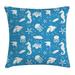 Animal Decor Throw Pillow Cushion Cover Mix of Seahorses Pipefishes and others Swimming Dive Deep Zone Summer Decorative Square Accent Pillow Case 16 X 16 Inches Turquoise White by Ambesonne