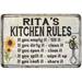 Rita s Kitchen Rules Chic Sign Vintage Decor 16 x 24 Matte Finish Metal 116240032107