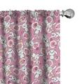 Ambesonne Anime Curtains Rabbits Humor Pair of 28 x95 White Pink