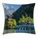 Ancient China Throw Pillow Cushion Cover Old Town Scene of Lijiang Black Dragon Pool Park Jade Dragon Snow Mountain Decorative Square Accent Pillow Case 20 X 20 Inches Multicolor by Ambesonne