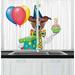 Birthday Curtains 2 Panels Set Happy Party Dog Wearing Colorful Spotted Bowtie and Eyeglasses Holding Balloons Window Drapes for Living Room Bedroom 55W X 39L Inches Multicolor by Ambesonne