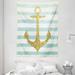 Anchor Decor Wall Hanging Tapestry Nordic Marine Golden Anchor Striped Background Old-Fashioned Glitter Art Print Bedroom Living Room Dorm Accessories 60 X 80 Inches by Ambesonne