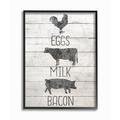 The Stupell Home Decor Farmhouse Eggs Milk and Bacon with Chicken Cow and Pig Framed Art 11 x 14 Design By Artist Ann Bailey 11 x 14