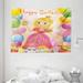 Birthday Decorations for Kids Tapestry Birthday Girl Princess Themed Image with Hearts and Balloons Wall Hanging for Bedroom Living Room Dorm Decor 80W X 60L Inches Multicolor by Ambesonne