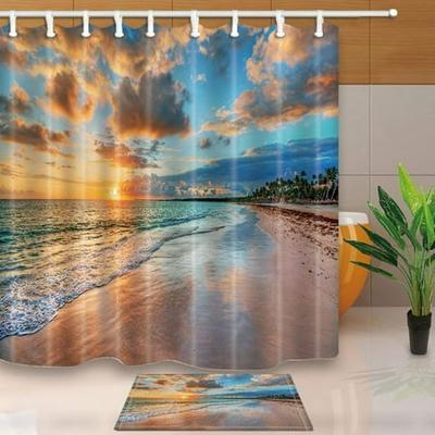 Sunset Shower Curtain 66x72 Inches, Tropical Beach Shower Curtain Uk