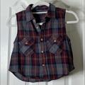 Brandy Melville Tops | Brandy Melville Cropped Flannel Top | Color: Gray/Red | Size: S