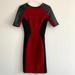 Zara Dresses | Burgundy Dress W Leather Sleeves | Color: Black/Red | Size: Xs