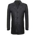 Mens Longh 3/4 Black Cromby 3 Button Lamb Nappa Leather Blazer Classic Retro Harrington Coat Jacket XL