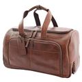 Large Size Genuine Leather Wheeled Holdall Weekend Overnight Travel Duffle Bag HLG641 Brown