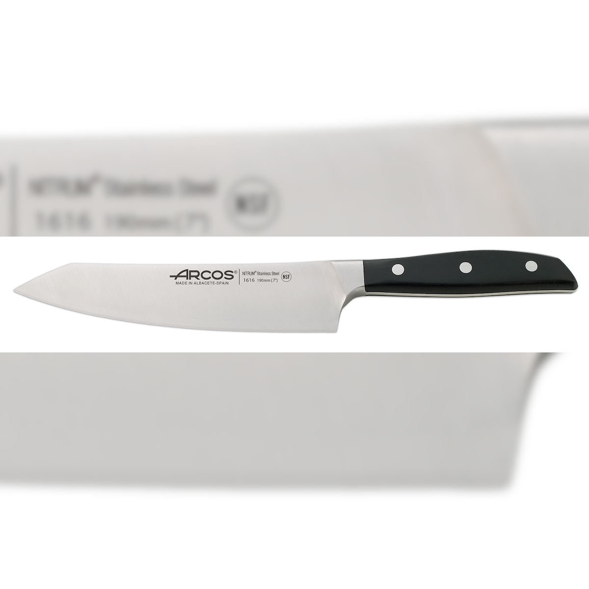 Arcos Serie Manhattan - Santoku Messer - Klinge aus Nitrum geschmiedetem Edelstahl 190 mm - HandGriff Polyoxymethilen (POM) Schwarz (Seiden klinge) Image