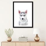 East Urban Home Husky Puppy by Watercolor Luv - Painting Print Paper/Metal in Gray/Green | 32 H x 24 W x 1 D in | Wayfair