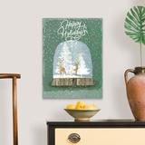 The Holiday Aisle® Holiday Snow Globe II - Textual Art Print on Canvas in Green | 24 H x 18 W x 1.25 D in | Wayfair