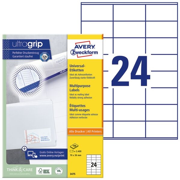 Avery Zweckform 20% AKTION: 2400er-Pack Universal Klebeetiketten »3475« Image