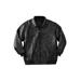 Men's Big & Tall Embossed Leather Bomber Jacket by KingSize in Black (Size 6XL)