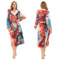 Women New Tie-Dye Dressing Gown Ladies with Hooded Fluffy Ladies Dressing Gown in Super Soft Fleece Bathrobe for Ladies (Multicolor,XL)