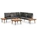 Corrigan Studio® 4 Piece Patio Lounge Set w/ Cushions Solid Acacia Wood Wood/Metal/Natural Hardwoods in Brown/White | Wayfair