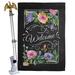 Breeze Decor Welcome Blooming 2-Sided Polyester 40" H x 28" W Flag set in Black | 40 H x 28 W x 4 D in | Wayfair BD-SH-HS-100060-IP-BO-02-D-US15-BD