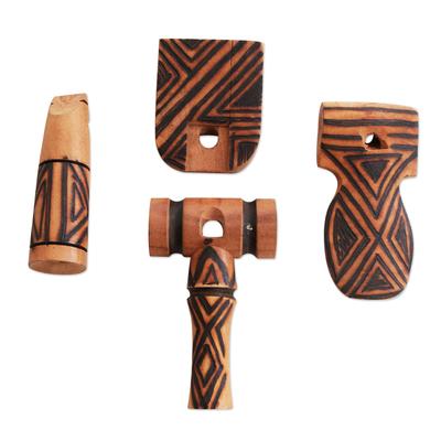 Native Song,'Hand Crafted Pataxo Bird call Whistles (Set of 4)'