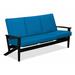 Winston Porter Chrisa Patio Sofa w/ Cushions Plastic/Metal in Black | 38 H x 74.5 W x 31 D in | Wayfair BDD5C4917DF442478B04B458CF512CE8