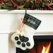 The Holiday Aisle® Dog Paw w/ Custom Pet Name Stocking Faux Fur/Polyester in Black/White | 15 H x 10 W in | Wayfair