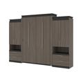 Orion 124W Queen Murphy Bed and 2 Storage Cabinets with Pull-Out Shelves (125W) in bark gray & graphite - Bestar 116870-000047