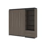 Orion Full Murphy Bed and Shelving Unit with Drawers (89W) in bark gray & graphite - Bestar 116893-000047