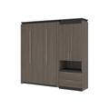 Orion Full Murphy Bed and Storage Cabinet with Pull-Out Shelf (89W) in bark gray & graphite - Bestar 116898-000047