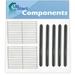 5 BBQ Grill Heat Shield Plate Tent & 2 Cooking Grates Replacement Parts for Weber GENESIS SILVER A NG SWE W/CI GRATES (2005) - Stainless Steel Grid 15 & Porcelain Steel Flavorizer Bar 21.5