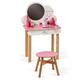 Janod - P'tite Miss Wooden Dressing Table for Children - 10 Accessories Included - Pretend Play - For children from the Age of 3, J06553, Pink and White