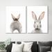 East Urban Home 2 Piece Animals Wall Art - Bunny Face by Sisi & Seb Canvas in Gray/Pink | 14 H x 22 W x 1 D in | Wayfair