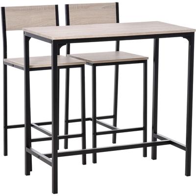 Bartisch Set Bartisch mit Barhocker-Set Esstisch mit 2 Stühlen mit Rückenlehne Küchentisch für Image