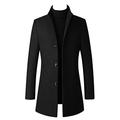 Sexy Dance Men's Wool Coat Warm Winter Jacket Causal Overcoat Long Business Outwear Trench Coat Slim Fit Single Breasted L Thick Black