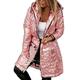 Women Winter Hood Down Coat,Ladies Thicken Puffer Slim Zipper Jacket Parka,Plus Size Long Quilted Padded Winter Jacket Coat Fur Trim Hood Windproof Trench Outwear (Pink, M)