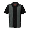 Men's Retro Two Tone Bowling Dress Shirt Dark Gray Stripe / Black XL