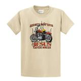 Christian Biker T-Shirt Helmets Save Lives Jesus Saves Souls-tan-XL