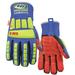 RINGERS GLOVES 297B-13 Impact Gloves,3XL,Hi-Vis Green/Blue,PR