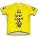 Scudo Keep Calm and Ride On Microfiber Short-Sleeved Cycling Jersey, Yellow, 3XL