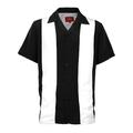 Men's Retro Two Tone Bowling Dress Shirt White Stripe / Black XL