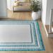 Blue/Green 96 x 0.2 in Area Rug - Highland Dunes Marrakech Geometric Ivory/Teal Indoor/Outdoor Area Rug | 96 W x 0.2 D in | Wayfair