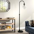 Sara Blackened Bronze Floor Lamp with Seeded Glass Shade - Hudson & Canal FL0432