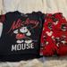 Disney Intimates & Sleepwear | Disney Mickey Mouse Fleece Pajama Pj Set Small2 | Color: Black/Red | Size: S
