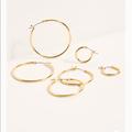 Free People Jewelry | Free People 14k Gold Plated Hoop Earring Set | Color: Gold | Size: Os