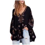 Free People Tops | Free People Arianna Embroidered Tunic Sz Xs | Color: Black | Size: Xs