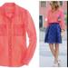 J. Crew Tops | J.Crew Blythe Blouse Silk Top Shirt Neon Coral | Color: Orange/Pink | Size: 00