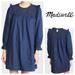 Madewell Dresses | Madewell Indigo Ruffle-Neck Smocked Babydoll Dress | Color: Blue | Size: L