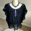 American Eagle Outfitters Tops | American Eagle Outfitters Boho Festival Top | Color: Black/Blue | Size: S